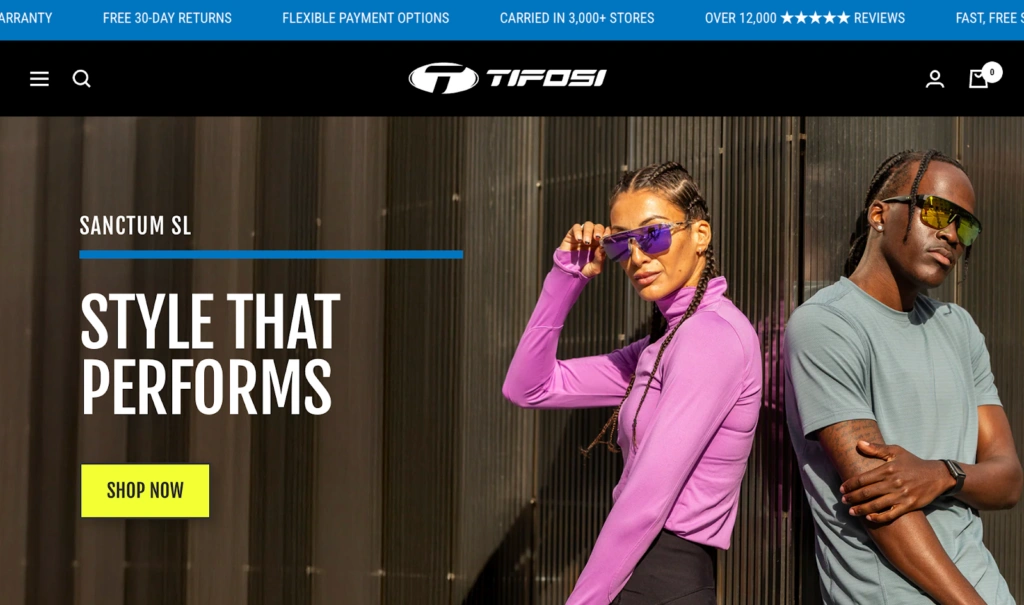 Tifosi Optics homepage